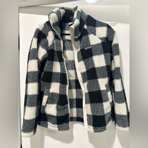 Columbia Black and White Plaid Fleece Jacket